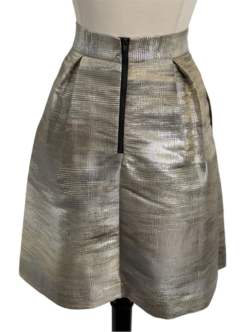 Simply Styled Petite Women's Jacquard A-Line Skirt, Metallic Gold&Silver Shimmer - Picture 7 of 7